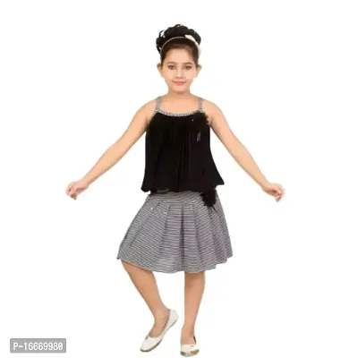 Black Chiffon Checked Frock For Girls