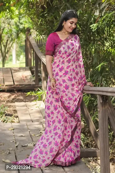 Stylish Pink Georgette Saree With Blouse Piece For Women-thumb4