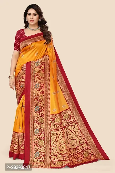 Alluring Mustard Art Silk Printed Saree with Blouse piece-thumb0