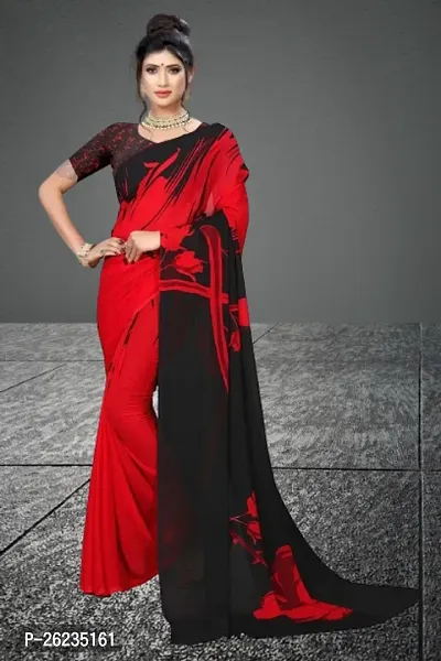 Elegant Multicoloured Georgette Saree with Blouse piece For Women