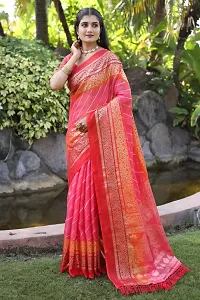 Stylish Pink Kota Doria Saree With Blouse Piece For Women-thumb3