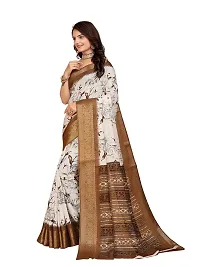 Beautiful Coffee Dola Silk Foil Print Women Saree with Blouse piece-thumb2