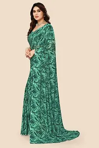 Alluring Green Georgette Printed Saree with Blouse piece-thumb1