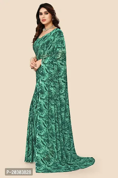 Alluring Green Georgette Printed Saree with Blouse piece-thumb2