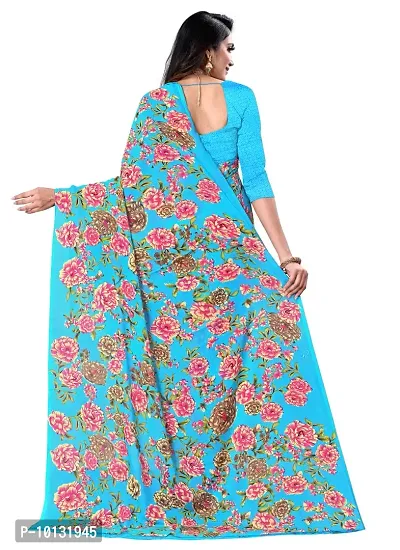 Trendy Georgette Printed Saree With Blouse Piece For Women-thumb2