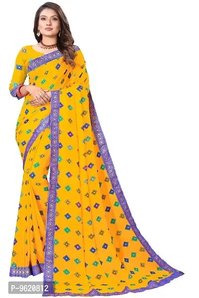 Fancy Georgette Saree with Blouse Piece for Women-thumb0