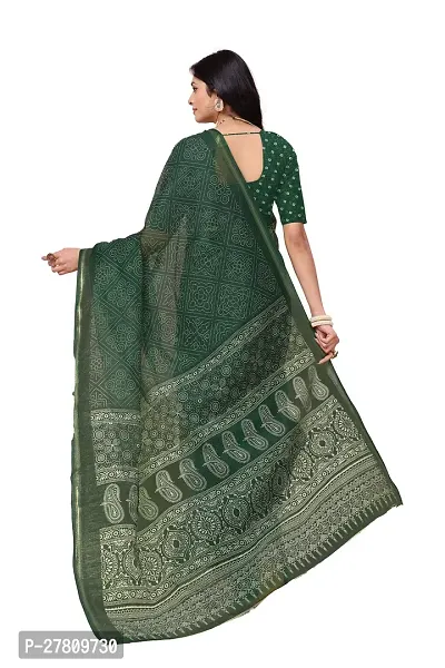 Stylish Net Green Printed Saree with Blouse piece For Women-thumb3