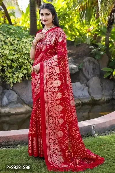 Stylish Red Kota Doria Saree With Blouse Piece For Women-thumb4