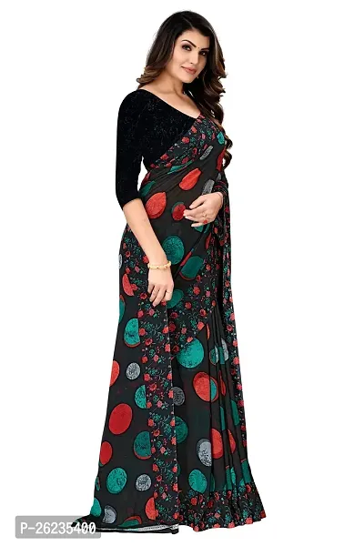 Elegant Black Georgette Saree with Blouse piece For Women-thumb0