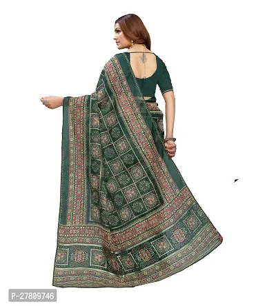 Stylish Net Green Printed Saree with Blouse piece For Women-thumb3