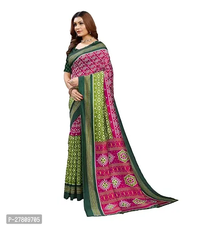 Beautiful Multicoloured Art Silk Printed Saree With Blouse Piece For Women