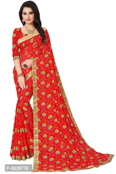 Fancy Georgette Saree with Blouse Piece for Women-thumb0