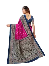 Beautiful Navy Blue Art Silk Printed Women Saree with Blouse piece-thumb1