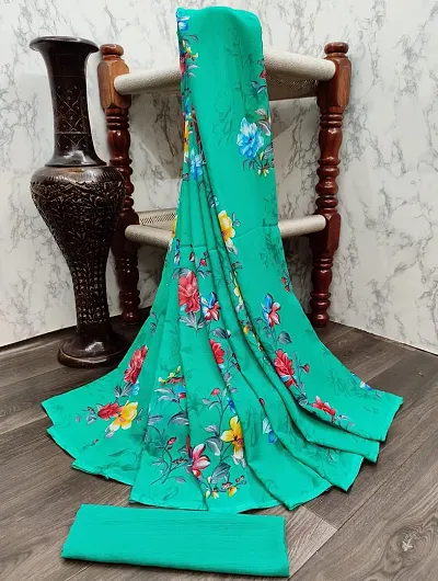 Stylish Georgette Women Saree with Blouse piece