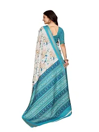 Beautiful Teal Dola Silk Foil Print Women Saree with Blouse piece-thumb1