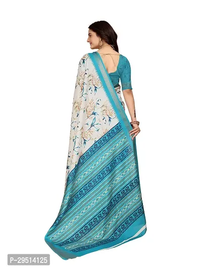 Beautiful Teal Dola Silk Foil Print Women Saree with Blouse piece-thumb2