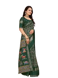 Beautiful Green Dola Silk Foil Print Women Saree with Blouse piece-thumb2