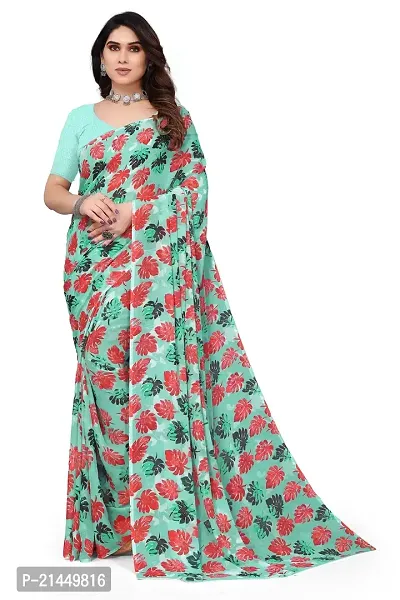 Kanooda Prints Fancy Floral Georgette Printed Saree-thumb0