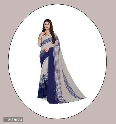 Elegant Grey Georgette Printed Saree with Blouse piece