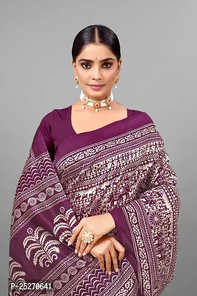 Elegant Purple Art Silk Printed Saree with Blouse piece-thumb0