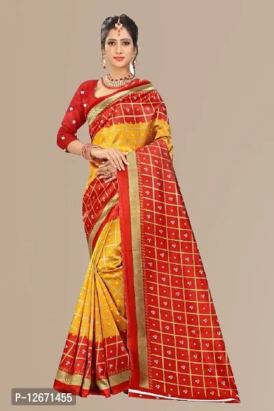 Trendy Red Mysore Silk Printed Saree With Blouse Piece For Women