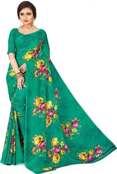 Women Fancy Floral Georgette Saree