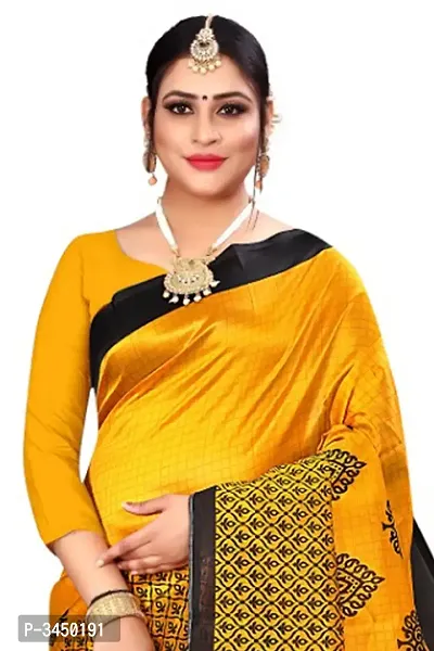 Women's Yellow Art Silk Saree with Blouse piece-thumb3