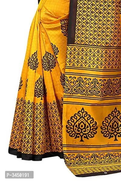 Women's Yellow Art Silk Saree with Blouse piece-thumb4