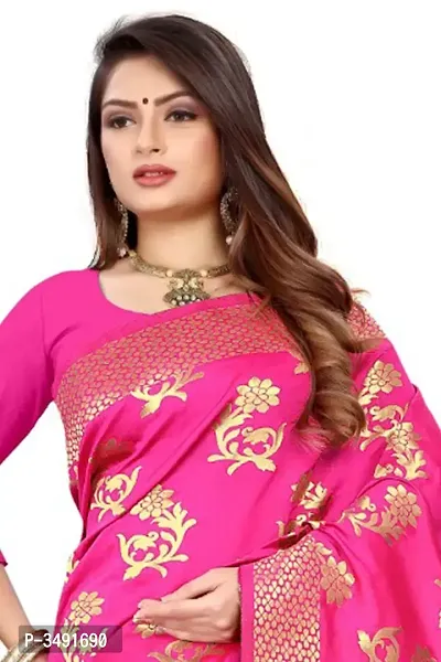 Stylish Banarsi Silk Jacquard Design Pink Women's Saree-thumb2