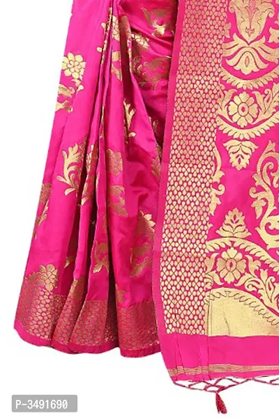 Stylish Banarsi Silk Jacquard Design Pink Women's Saree-thumb3