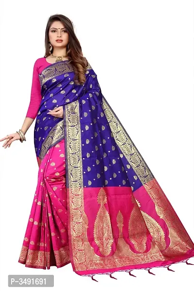 Stylish Banarasi Silk Jacquard Design Multicoloured Women's Saree