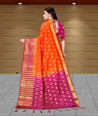 Stylish Art Silk Orange Jacquard Saree with Blouse piece For Women-thumb2