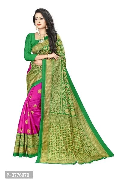 Women Beautiful Multicolored Mysore Silk Saree with Blouse piece-thumb0