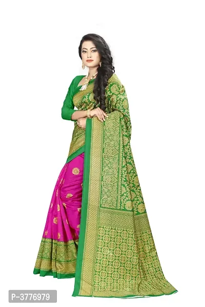 Women Beautiful Multicolored Mysore Silk Saree with Blouse piece-thumb2