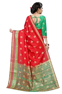 Printed Banarasi Silk Red Jacquard Design Saree With Blouse Piece-thumb2