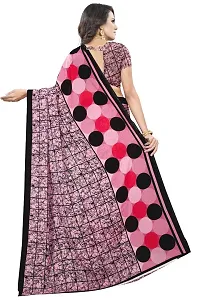 Stylish Georgette Pink Printed Saree with Blouse piece For Women-thumb2