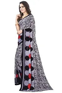 Stylish Georgette Grey Printed Saree with Blouse piece For Women-thumb1