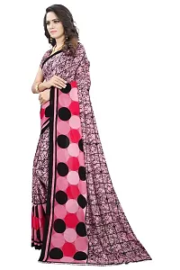 Stylish Georgette Pink Printed Saree with Blouse piece For Women-thumb1