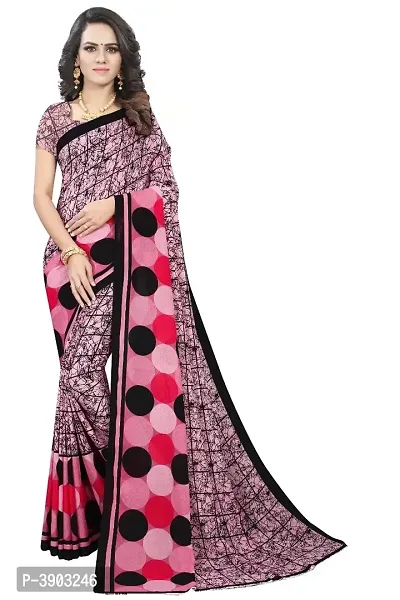 Georgette Printed Saree with Blouse piece-thumb0