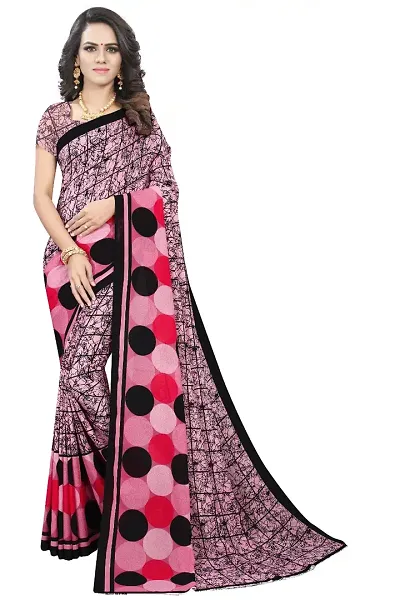 New Stylish Printed Georgette Sarees With Blouse Piece