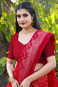 Stylish Red Kota Doria Saree With Blouse Piece For Women-thumb3