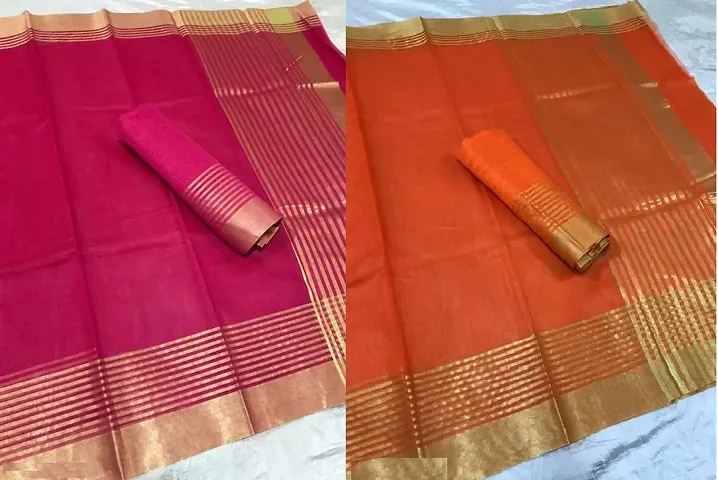 Fancy Women's Net Sarees With Blouse Piece