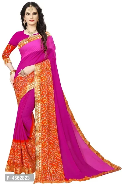womens soft georgette with  gota patti lace work Sarees.-thumb0
