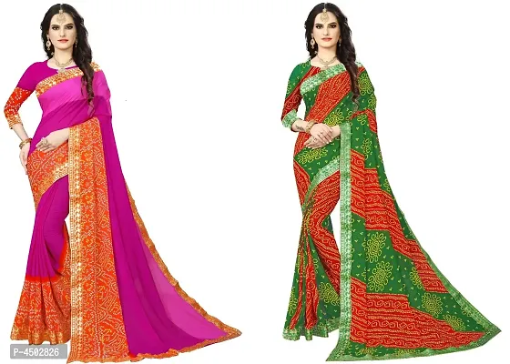women's soft georgette with  gota patti lace work Sarees.-thumb0
