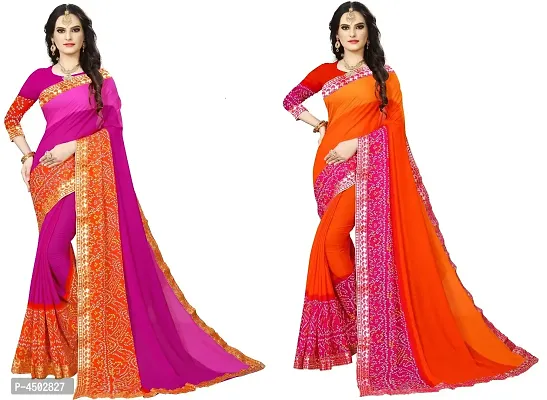 women's soft georgette with  gota patti lace work Sarees.