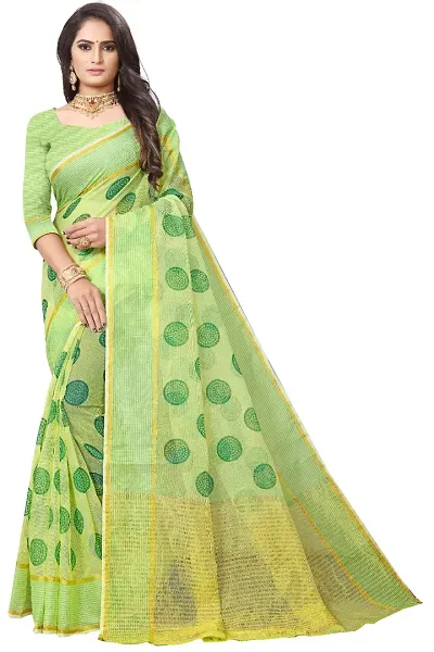 Kota Doria Printed Sarees with Blouse