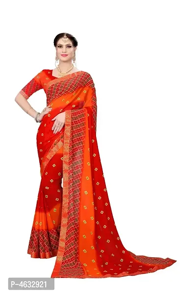 Women's Beautiful Red Printed Georgette Saree with Blouse piece