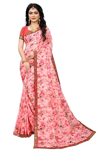 Women's Beautiful Multicoloured Printed Georgette Saree with Blouse piece (Pack of 2)-thumb2