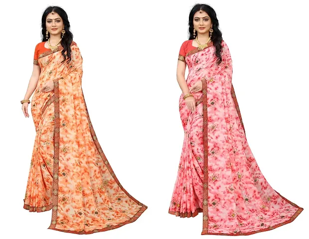 Women's Beautiful Georgette Saree with Blouse piece (Pack of 2)