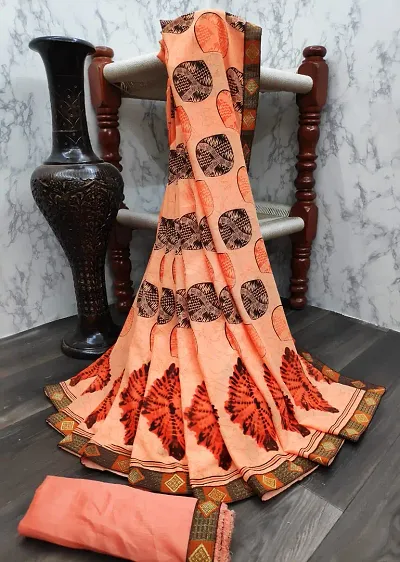On Demand! Printed Georgette Sarees with Blouse piece